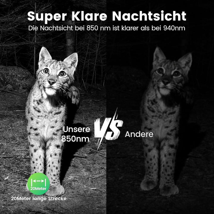 XTU WLAN Wildkamera mit Handyübertragung App, 2.7K 64MP Wildtierkamera mit Nachtsicht Bewegungsmelde