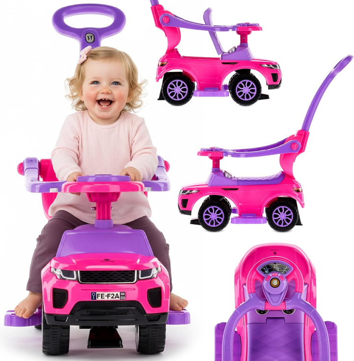 4in1 Kinderauto Rutschauto ab 2 Jahre und Schiebeauto mit Hupe und Musik, Rutschauto mit Stauraum un