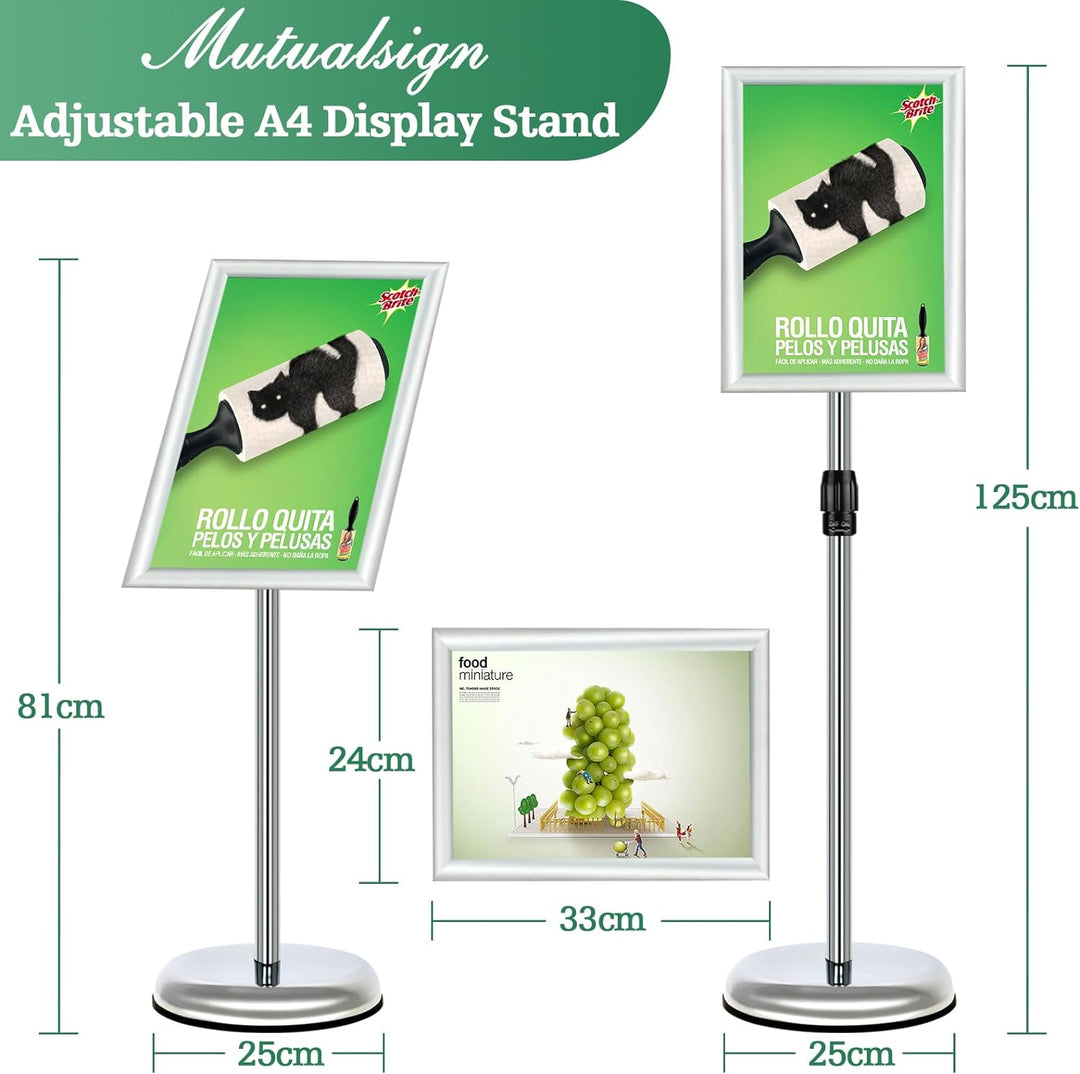 Mutualsign Infoständer A4 Aluminium Plakatständer Höhenverstellbar Posterständer Informationsständer