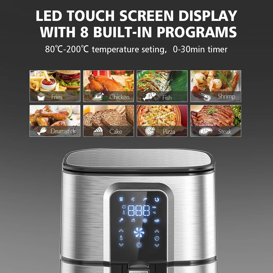 OZEANOS OT-AF-55SM-DIGITAL 5.5L Hot Air Fryer, 1800W Power, Digital Touch Panel, Prefabricated Progr