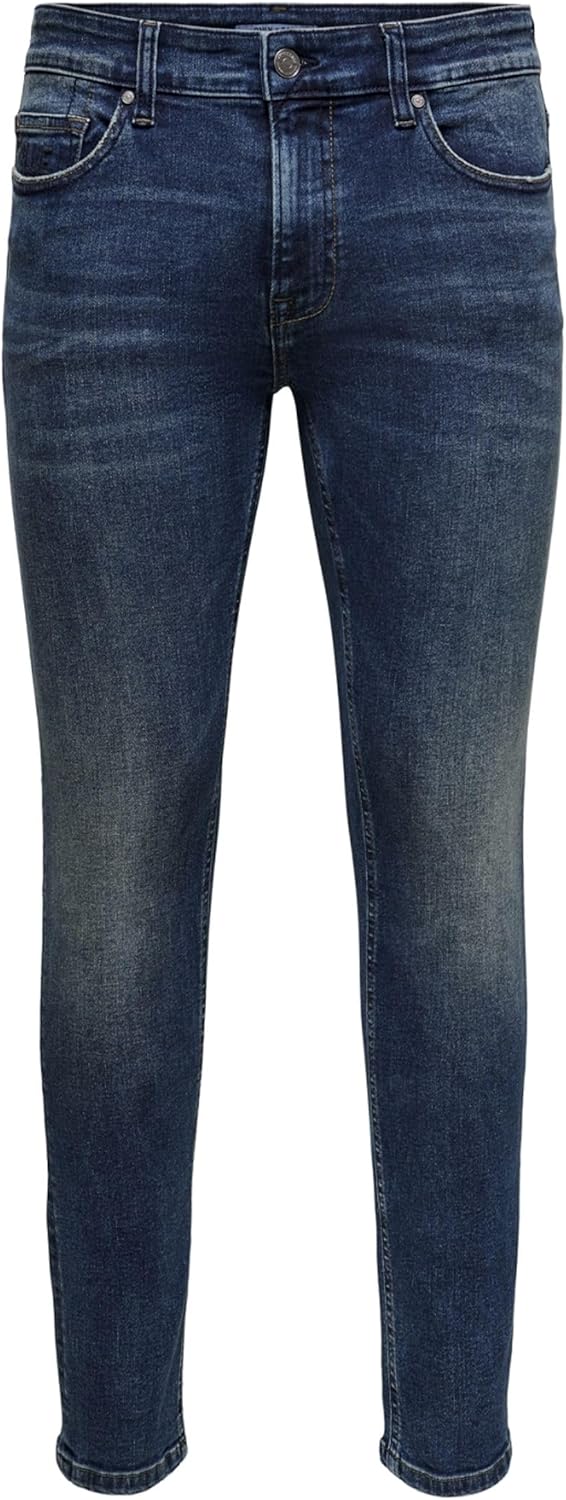 ONLY & SONS Male Skinny Jeans Skinny Fit Mittlere Taille Jeans 29 Blue Denim, 29 Blue Denim