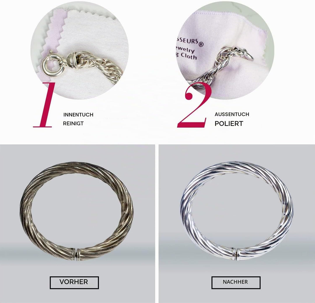 CONNOISSEURS Poliertuch für Goldschmuck | Schmuckreinigungstuch für die Schmuck Reinigung, Poliert u