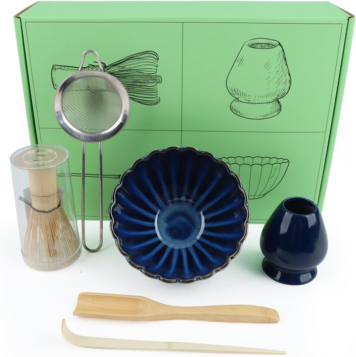 Matcha Set,Matcha-Schneebesen-Set (6-teilig),Matcha Tea Set,Keramik Matcha Kit Enthält Matcha-Schale
