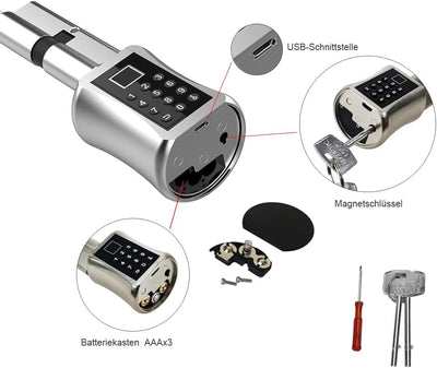 Elektronisches Schliesszylinder [keine App] eLinkSmart Tür-Schliesszylinder 75mm (37.5/37.5) mit Fin