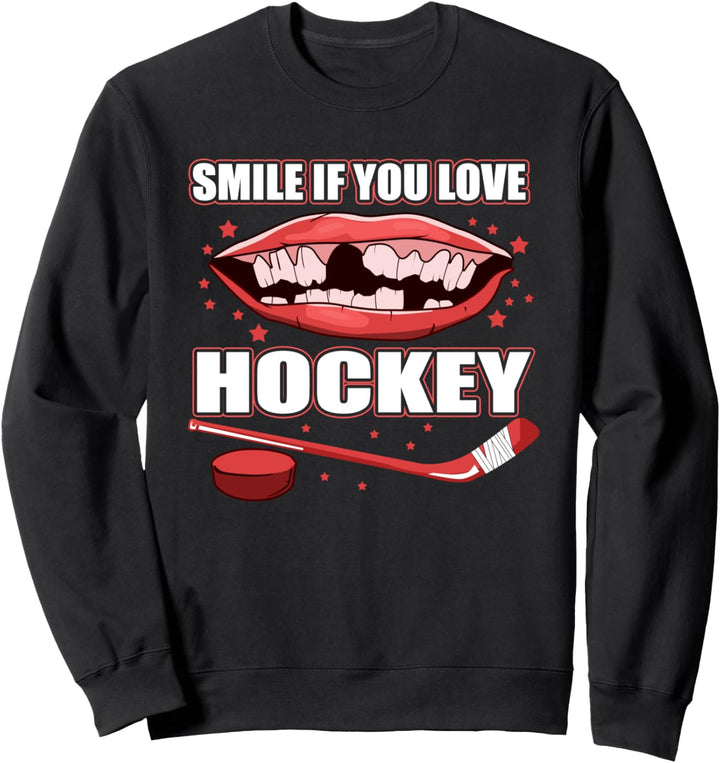 - Smile if you love hockey - Lustiges Hockeyspieler Sweatshirt