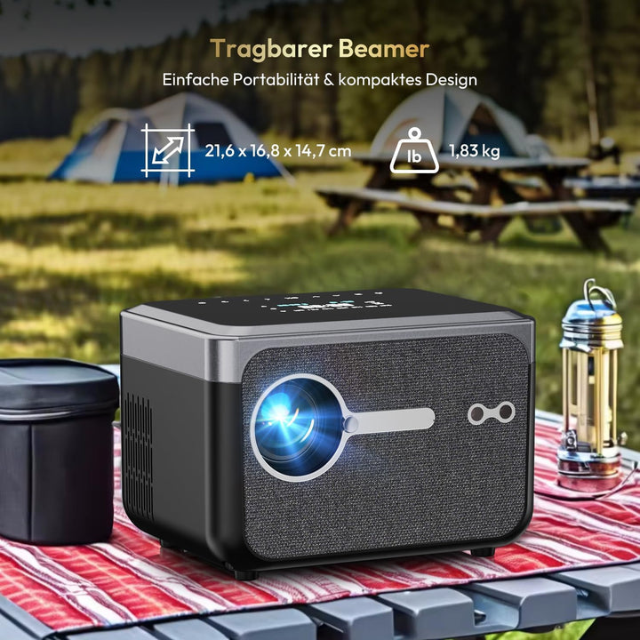 Tragbarer 4K Smart Beamer mit Google TV, 1200 ANSIBeamer Heimkino, MEMC,Dual-Helligkeit Modus, Kurzd