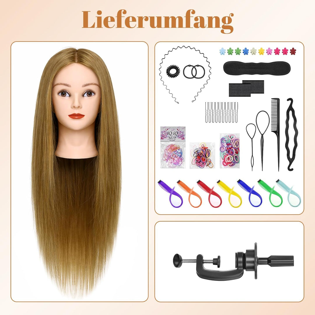 80% echtes menschliches Haarstylingkopf, TwoWin 26 "brauner Friseurkopf, Schaufensterpuppenkopf, Für