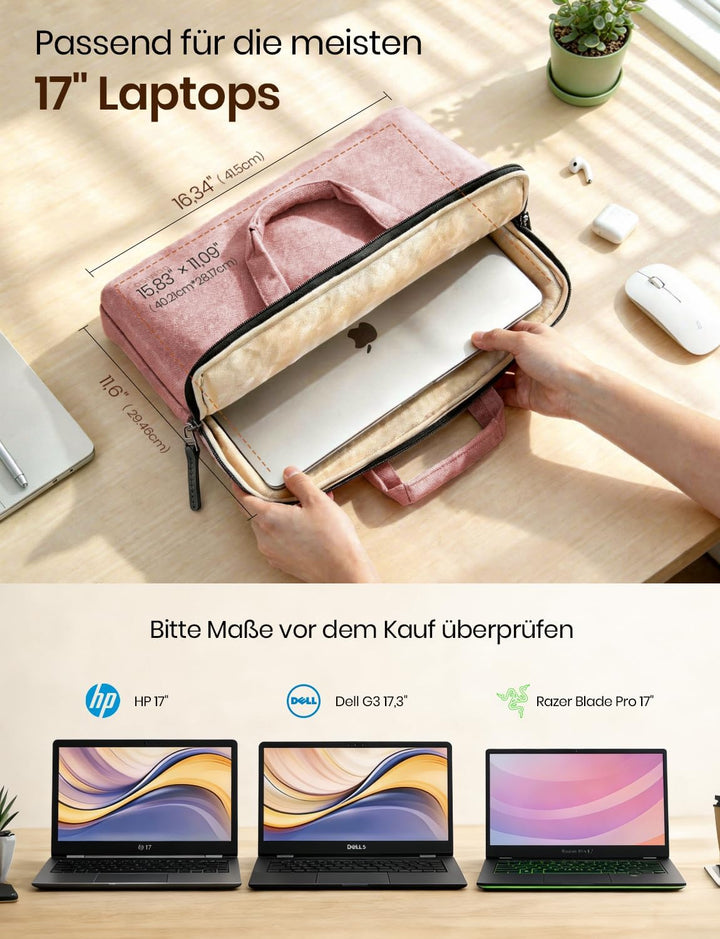 DOMISO 17 Zoll Laptop Tasche Hülle Notebooktasche Wasserdicht Aktentasche Tragetasche Schultertasche