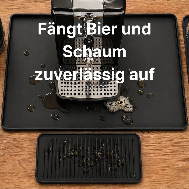Silikon Matte für Bierzapfanlage 2er Set Schwarz 60 x 40 cm und 40 x 20 cm, rutschfeste Bar Unterlag