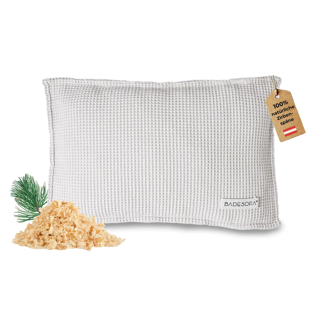 SAUNASOFA™ Zirbenkissen für Sauna – Duftkissen aus 100% Bio-Baumwolle, skandinavisches Design – Hand