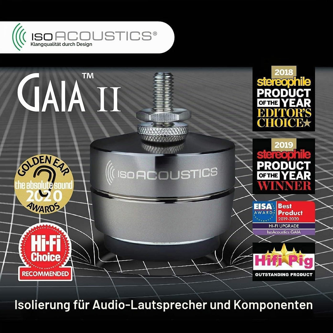 IsoAcoustics Gaia-Serie mit Isolatoren für Lautsprecher und Subwoofer Gaia II, 54 kg max. – 4 Stück