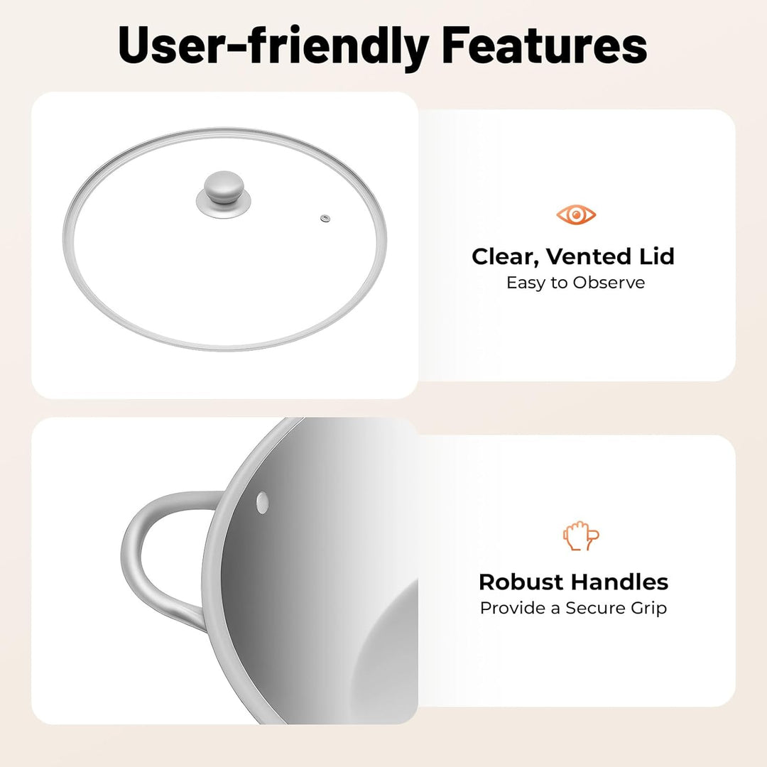 Shabu Topf,Edelstahl Geteilter Hot Pot 34cm Doppelfach Induktionstauglich mit Griff Glasdeckel, S-Ty