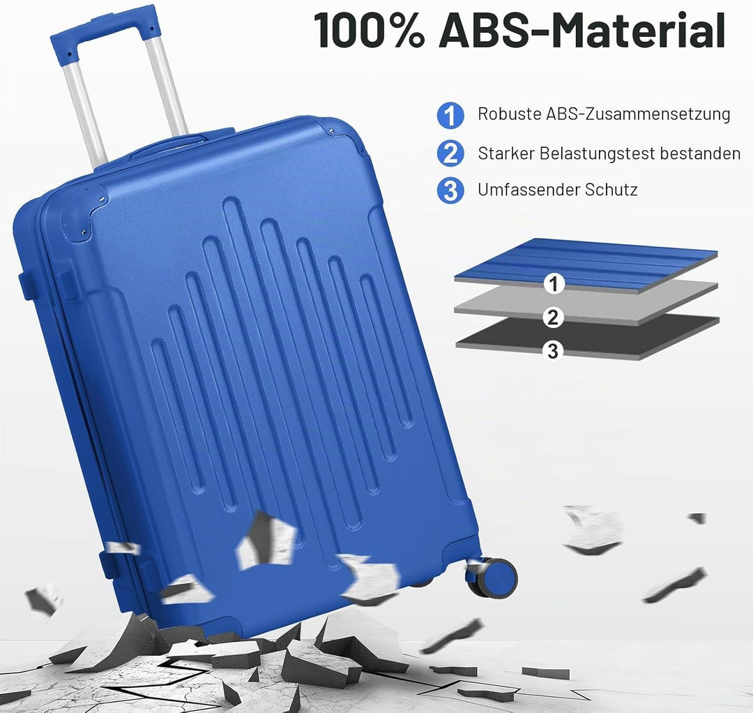 LALAHO Kofferset 2 teilig, Reisekoffer Set mit Kosmetikkoffer, Hartschalen Koffer Set aus ABS, Gepäc