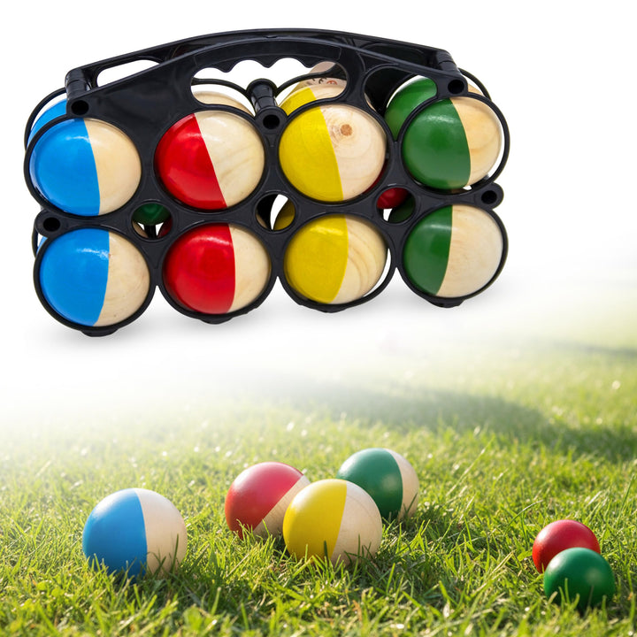 Spetebo Holz Boule Set mit Tragetasche - 8 Holz Kugeln - Boccia Petanque Garten Spiel Wurfspiel Kind