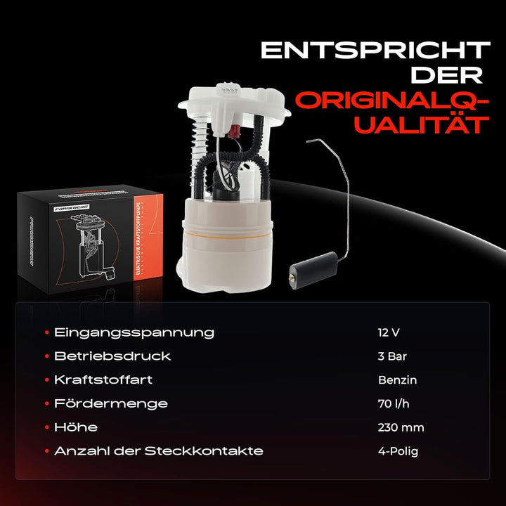 Frankberg Kraftstoffpumpe Benzinpumpe Kraftstoff-Fördereinheit Modul Satz 4-Polig Kompatibel mit Mic