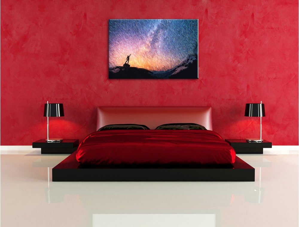 Pixxprint Sternenfänger Milchstrasse Kunst Pinsel Effekt, Format: 100x70 auf Leinwand, XXL riesige B