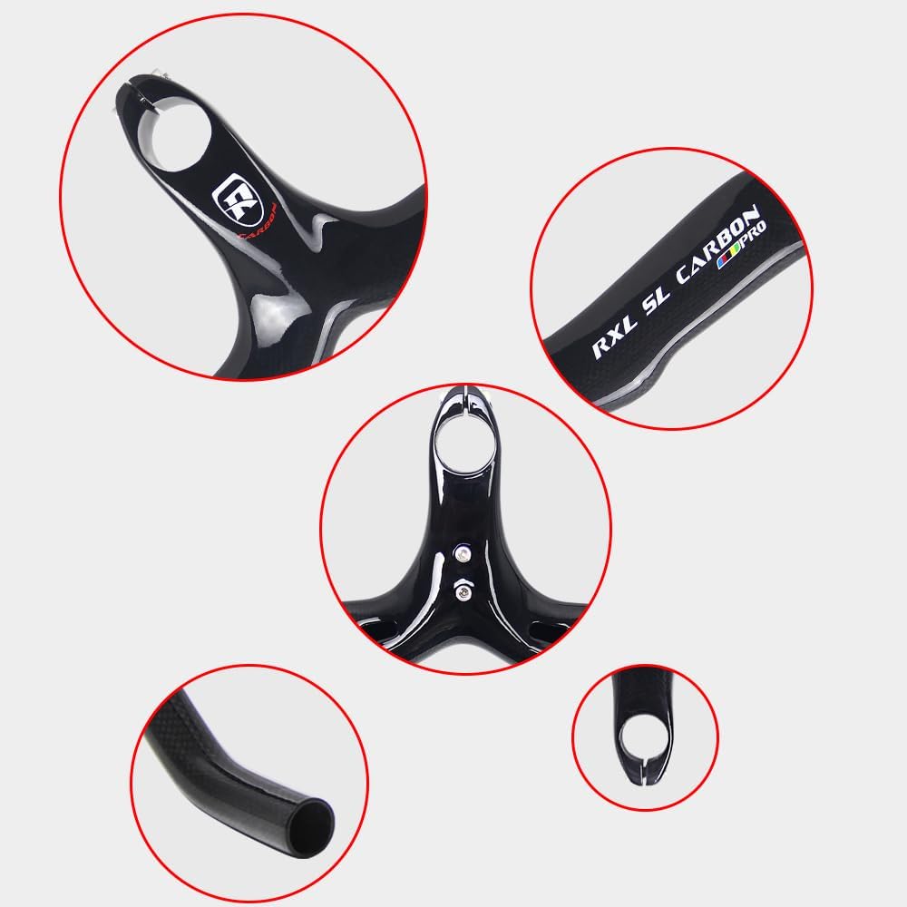 RXL SL fahrrad Lenker rennrad 1-1/8"lenker rennrad carbon 3K glänzend schwarz 400 * 90mm Schwarz-3K
