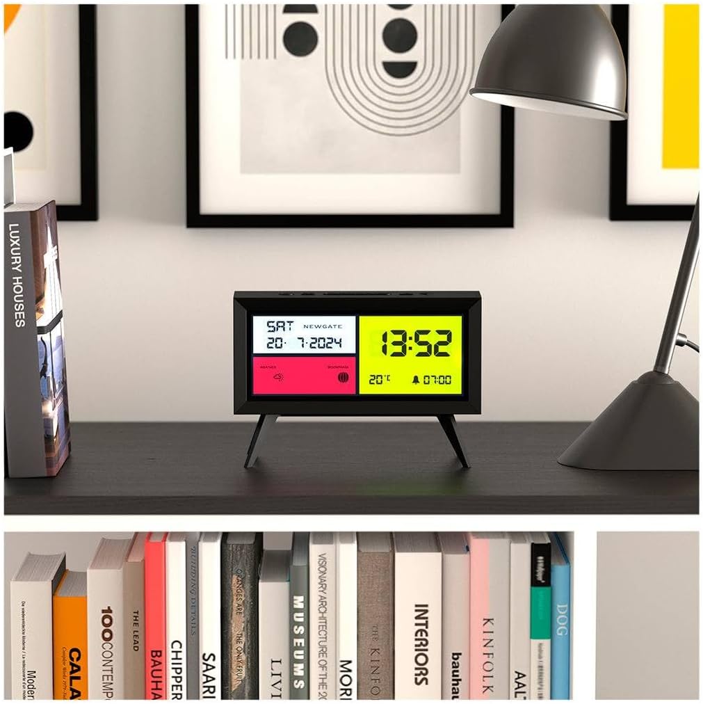 NEWGATE® Spectronoma Moderner LCD-Wecker, Schwarz, Schwarz