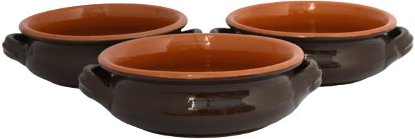 Set mit 3 Terrakotta-Terrinenpfannen ohne Deckel Brunella-Terrinen mit Griffen Colì Majolika und Ter