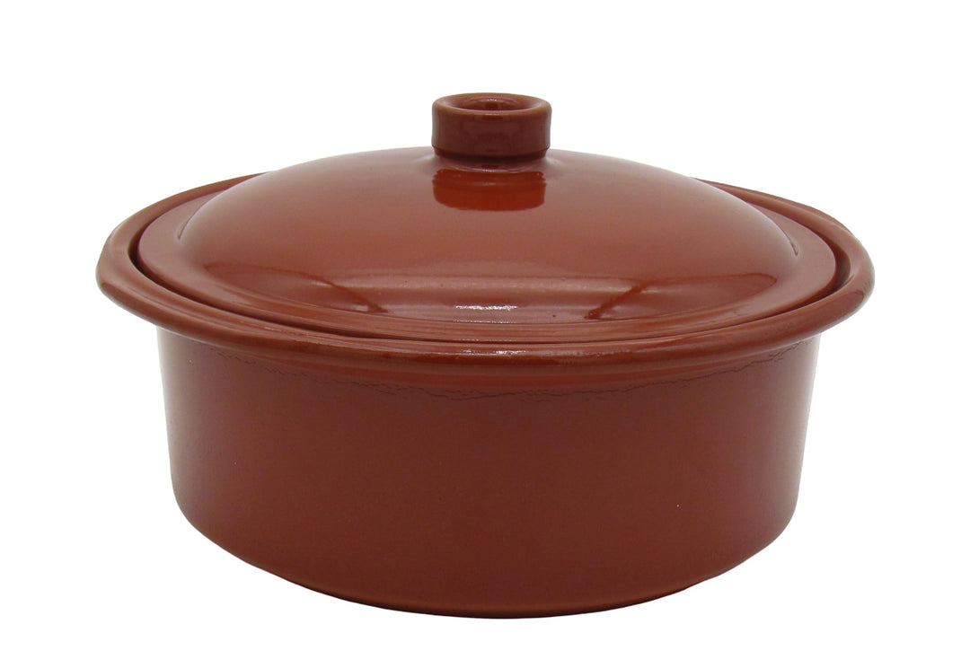 Ton-Cocotte mit Deckel - 3,5 Liter – Glasierter Schmortopf für Ceran, Gas, Ofen &amp; Grill – Mediterran
