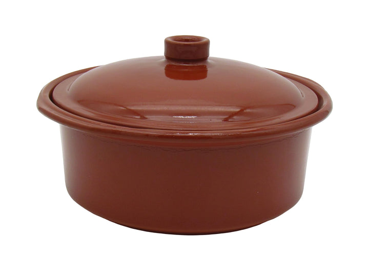 Ton-Cocotte mit Deckel - 3,5 Liter – Glasierter Schmortopf für Ceran, Gas, Ofen &amp; Grill – Mediterran