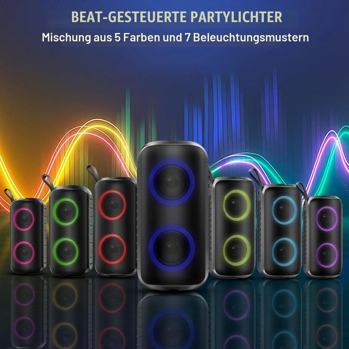 Bluetooth Lautsprecher mit Licht, RGB Blue tooth 5.3 Musikbox Tragbarer Bluetooth Box mit 20W Spitze