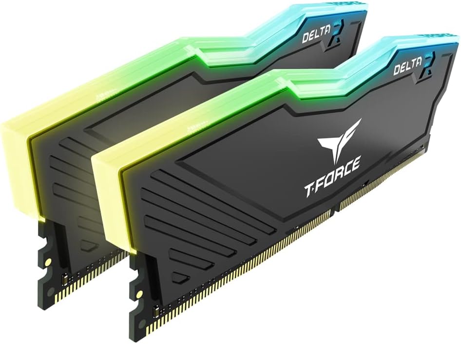 TEAMGROUP Team T-Force Delta RGB DDR4 Gaming Memory, 2 x 16 GB, 3200 MHz, 288 Pin DIMM, Black 32GB (