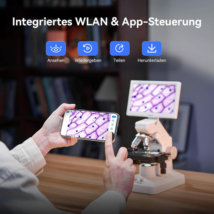 TOMLOV DM301 Max Biologisches Mikroskop für Erwachsene Kinder: 7" HDMI Digital Mikroskop mit Integri