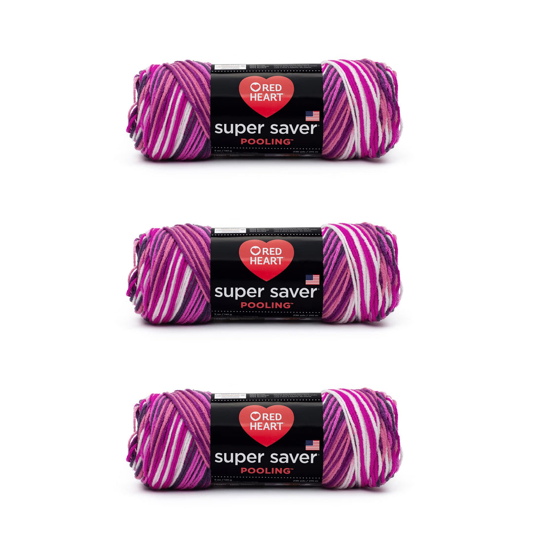Red Heart Super Saver Garn, 3er-Pack, Berry 3 Stück 3 Pack Beere, 3 Pack Beere
