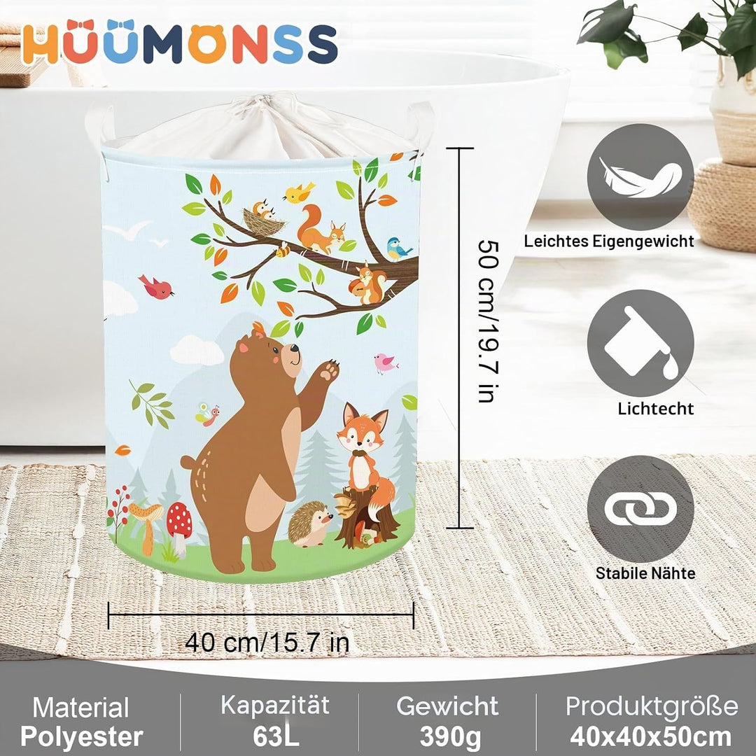 Süsses Waldtier Gross Wäschekorb Baum Laub Stoff Aufbewahrungskorb Kleidung Spielzeug Aufbewahrungsb