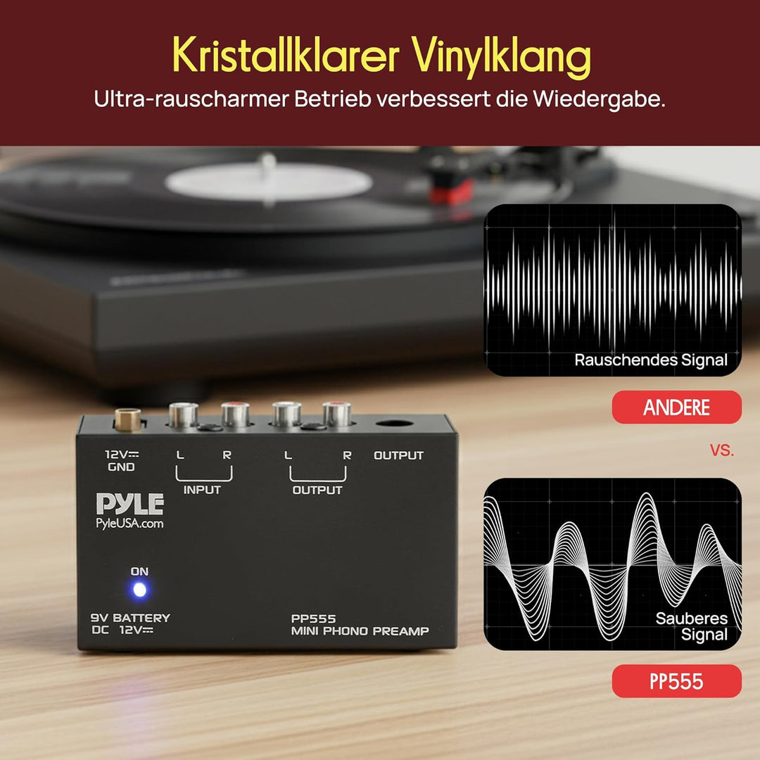 Pyle Stereo Verstärker – Phono Preamp – Phono Verstärker für Plattenspieler RCA Ein- & Ausgang als P
