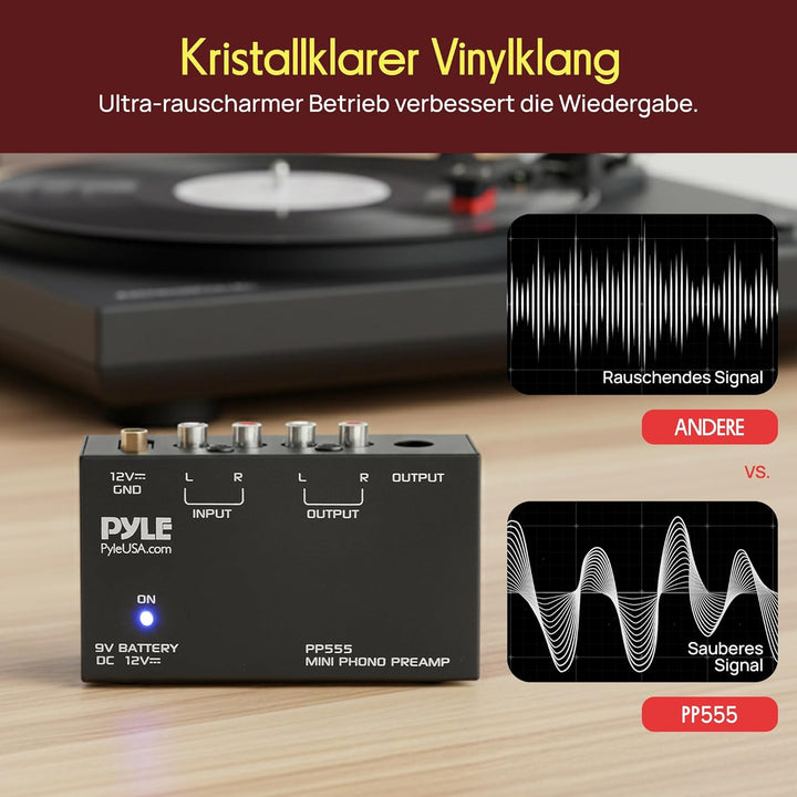 Pyle Stereo Verstärker – Phono Preamp – Phono Verstärker für Plattenspieler RCA Ein- & Ausgang als P