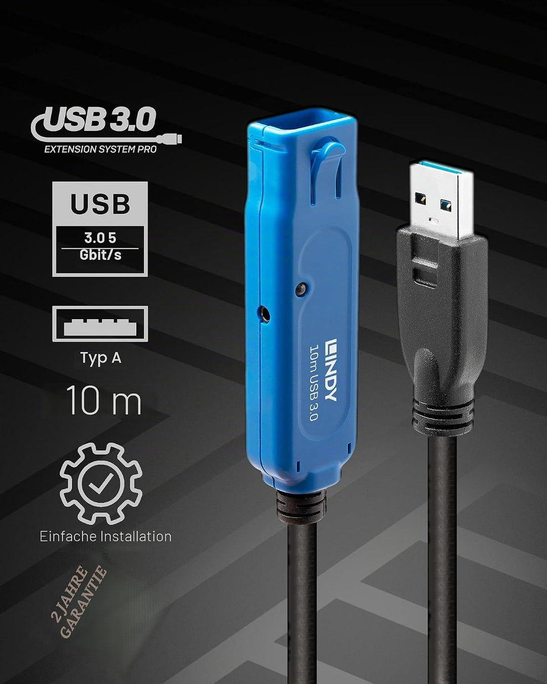 LINDY 43157 10m USB 3.0 Aktivverlängerung Pro Typ A/A Pro M/F 10 Meters