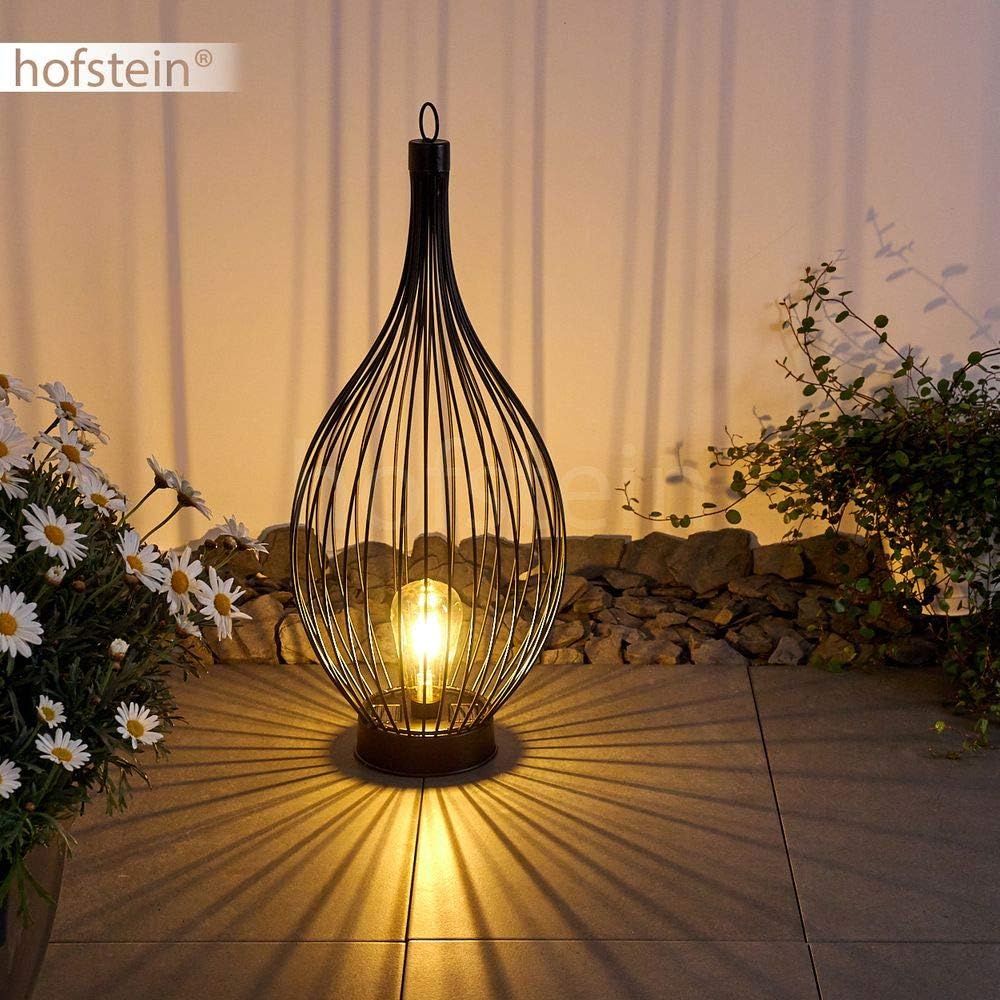 HOFSTEIN LED Solarleuchte Pasadena aus Metall in Schwarz, Aussenlampe mit An-/Ausschalter am Gehäuse