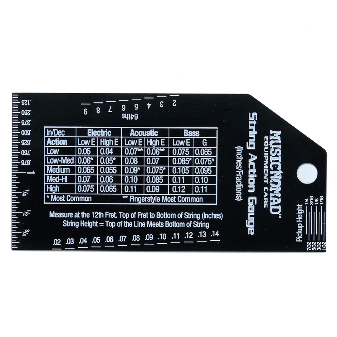 MusicNomad MN602 Precision String Action Gauge Ruler for String Height- Metric, SAE, 64ths Einzeln,