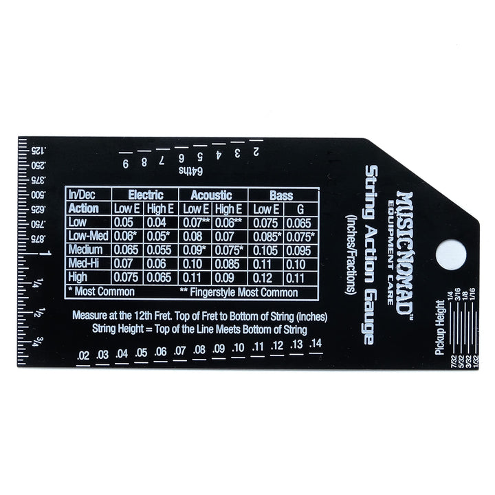 MusicNomad MN602 Precision String Action Gauge Ruler for String Height- Metric, SAE, 64ths Einzeln,