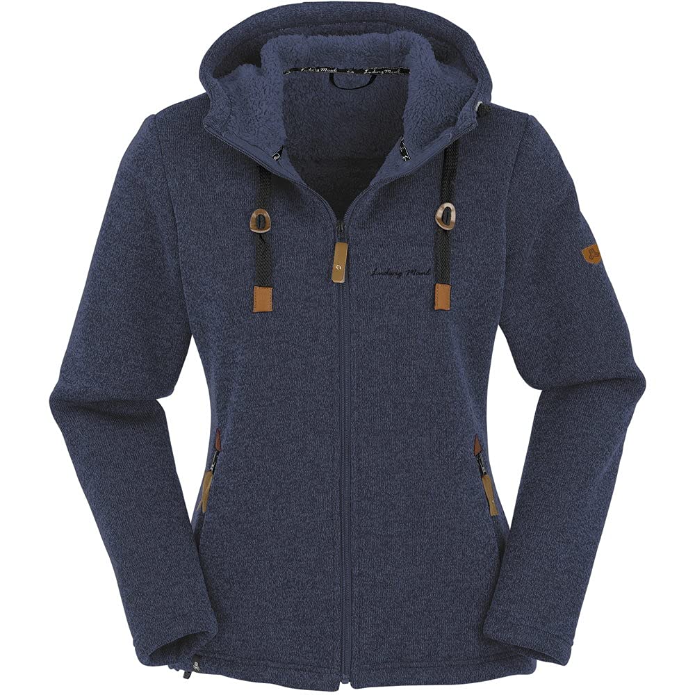 Maul Damen Chieming mit Kapuze Polar-strickfleece Jacke 38 Blau, 38 Blau