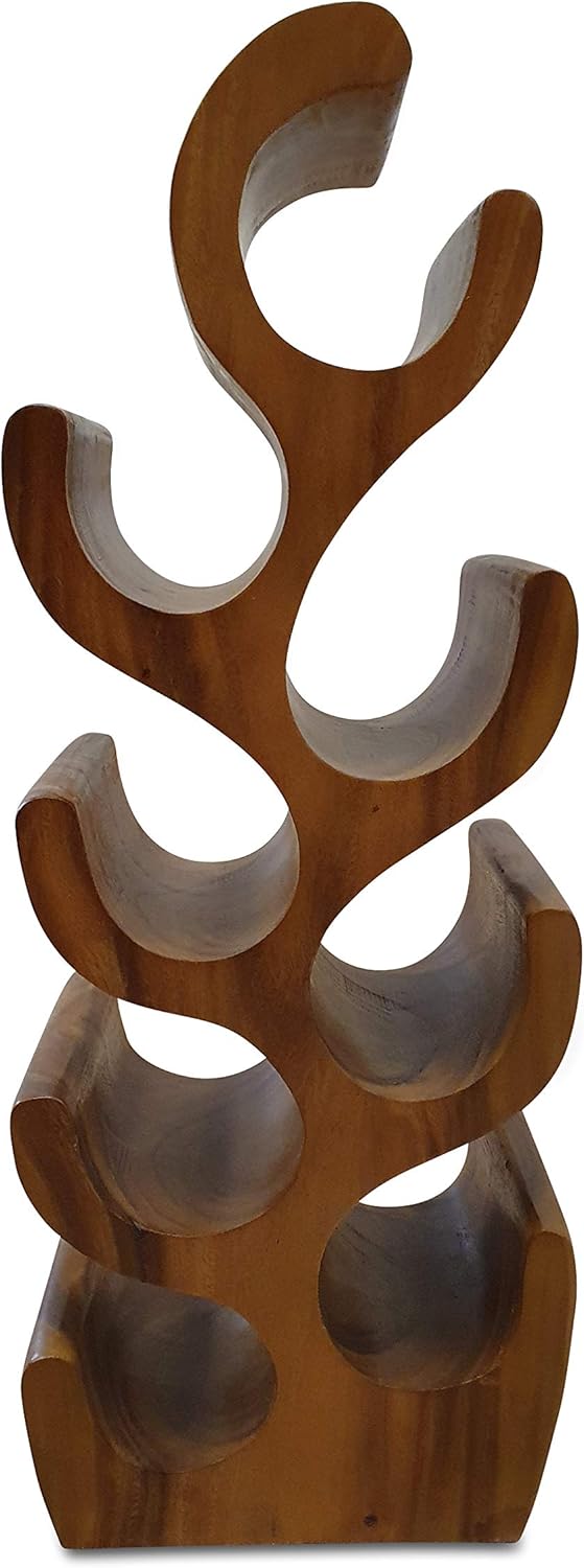 Kinaree Massivholz Weinregal für 8 Flaschen - 70cm freistehendes Flaschenregal in Baum Form aus eine