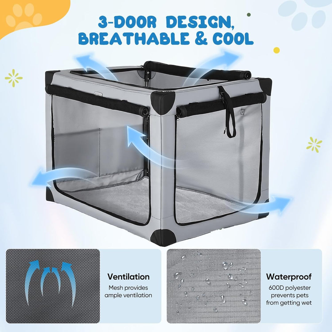 Faltbare Hundetransportbox Faltbar Zusammenklappbar | Wasserdicht Hundebox Auto mit Tür | Tragbarer
