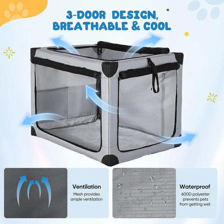 Faltbare Hundetransportbox Faltbar Zusammenklappbar | Wasserdicht Hundebox Auto mit Tür | Tragbarer