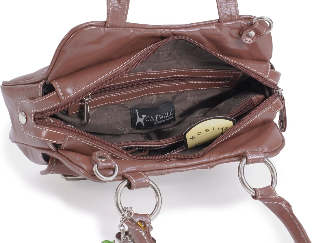 Catwalk Collection Handbags - Leder - Umhängetasche/Henkeltasche - Handtasche mit Schultergurt/Schul