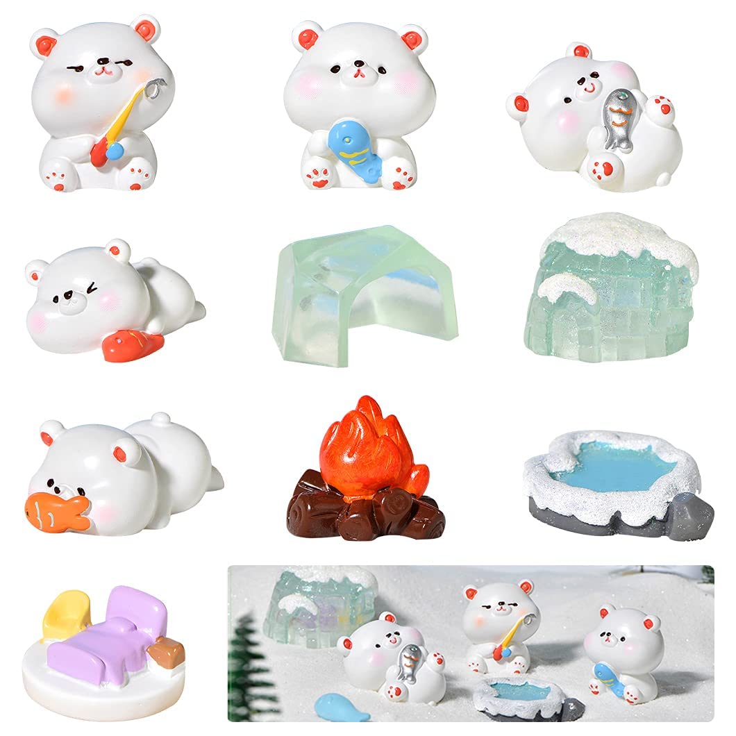 Rolin Roly 10Pcs Mini Bär Figur Miniatur Garten Figuren Micro Landschaft Tiere Feengarten Zubehör fü