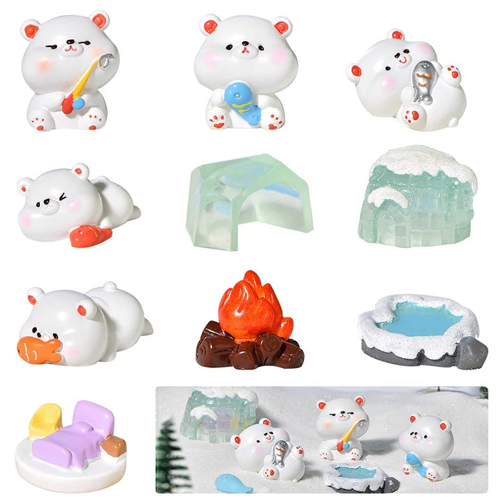 Rolin Roly 10Pcs Mini Bär Figur Miniatur Garten Figuren Micro Landschaft Tiere Feengarten Zubehör fü
