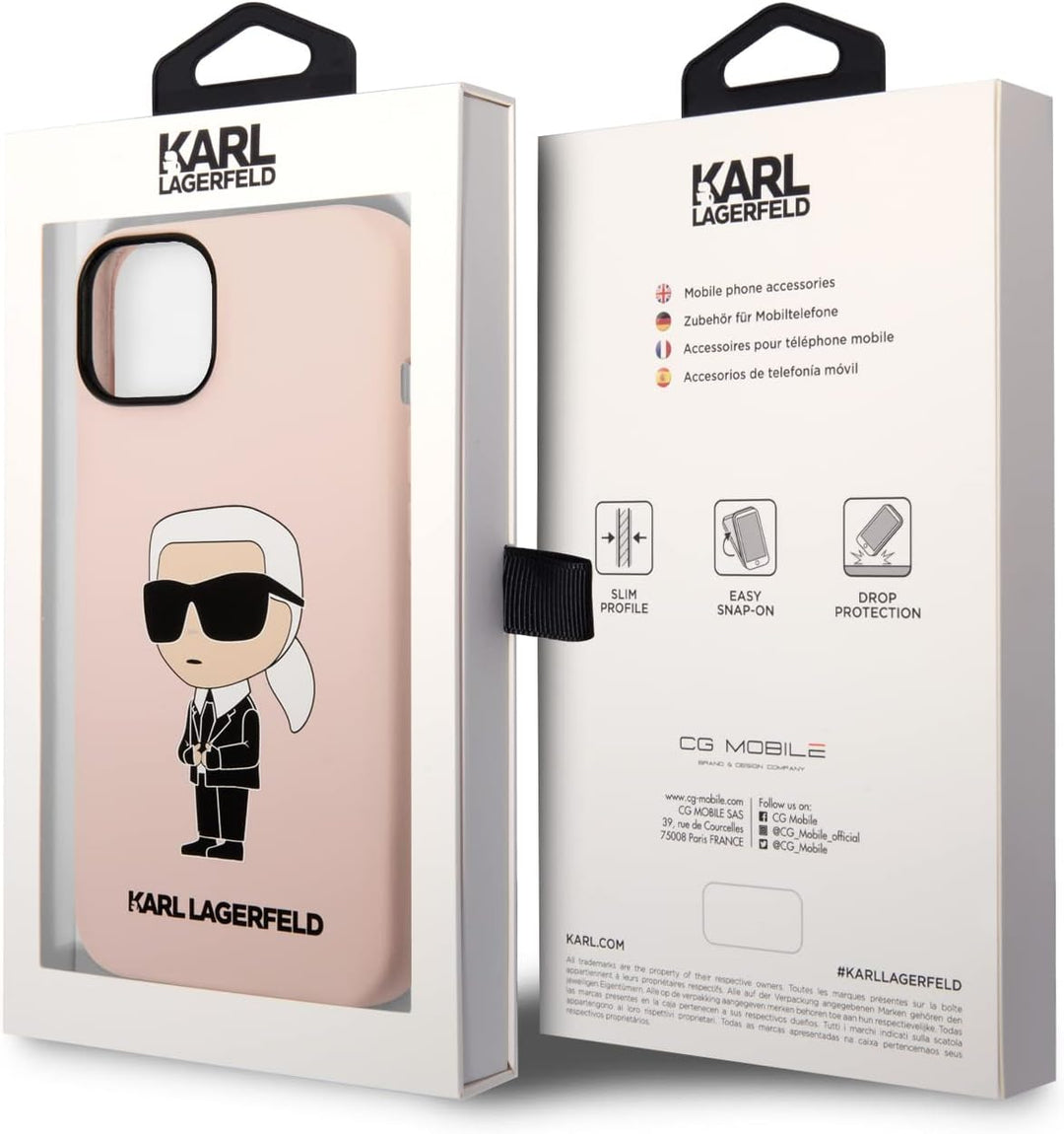 Karl Lagerfeld KLHCP14MSNIKBCP Hülle für iPhone 14 Plus 6,7" hardcase Rosa Silic Schwarz, Schwarz