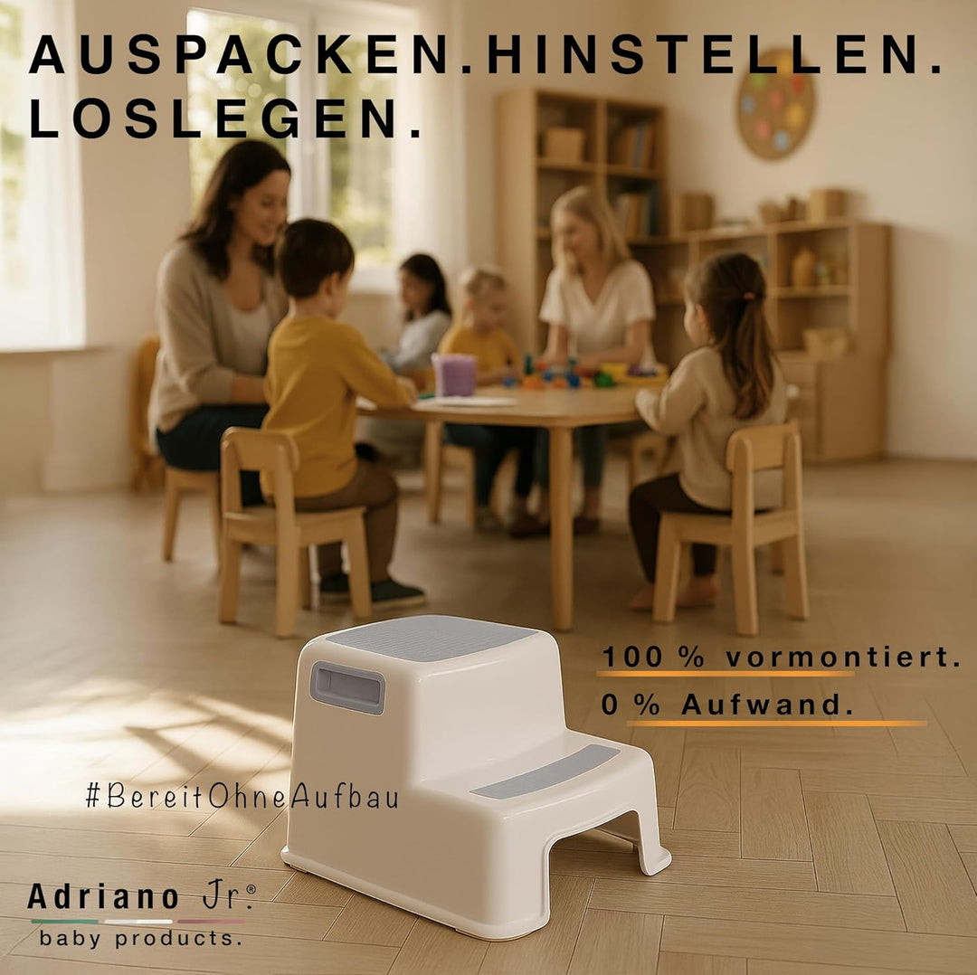 I Tritthocker Kinder I 2-Stufig Hocker Kinder I 26cm Hoch I Belastbarkeit 80kg I Gummierte Trittfläc