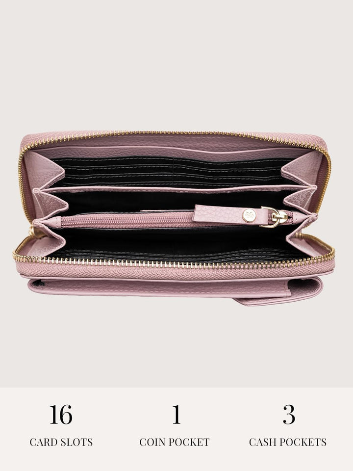 Lazarotti Bologna XL Leder Damen-Geldbörse & Handytasche (2-in-1) | 16 Kartenfächer | zum Umhängen m