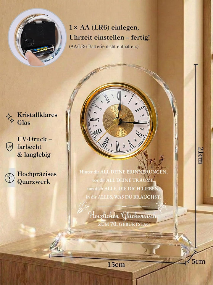 Geschenk 70. Geburtstag Frauen & Männer Jahrgang 1956 – Tischuhr mit Spruch – Geschenkidee für Mama
