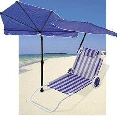 holly NEU - MITTEL BLAUER - SONNENSCHIRM + STEHFIX - STRAND - BEACH - FÄCHERSCHIRM TRAVELLER