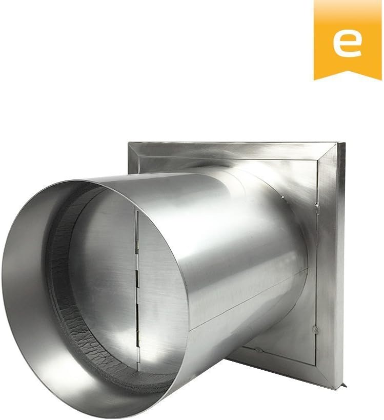 EASYTEC® Aussenjalousie Ø 125 mm Edelstahl gebürstet mit Rückstauklappe aus Metall - Mauerkasten Abl