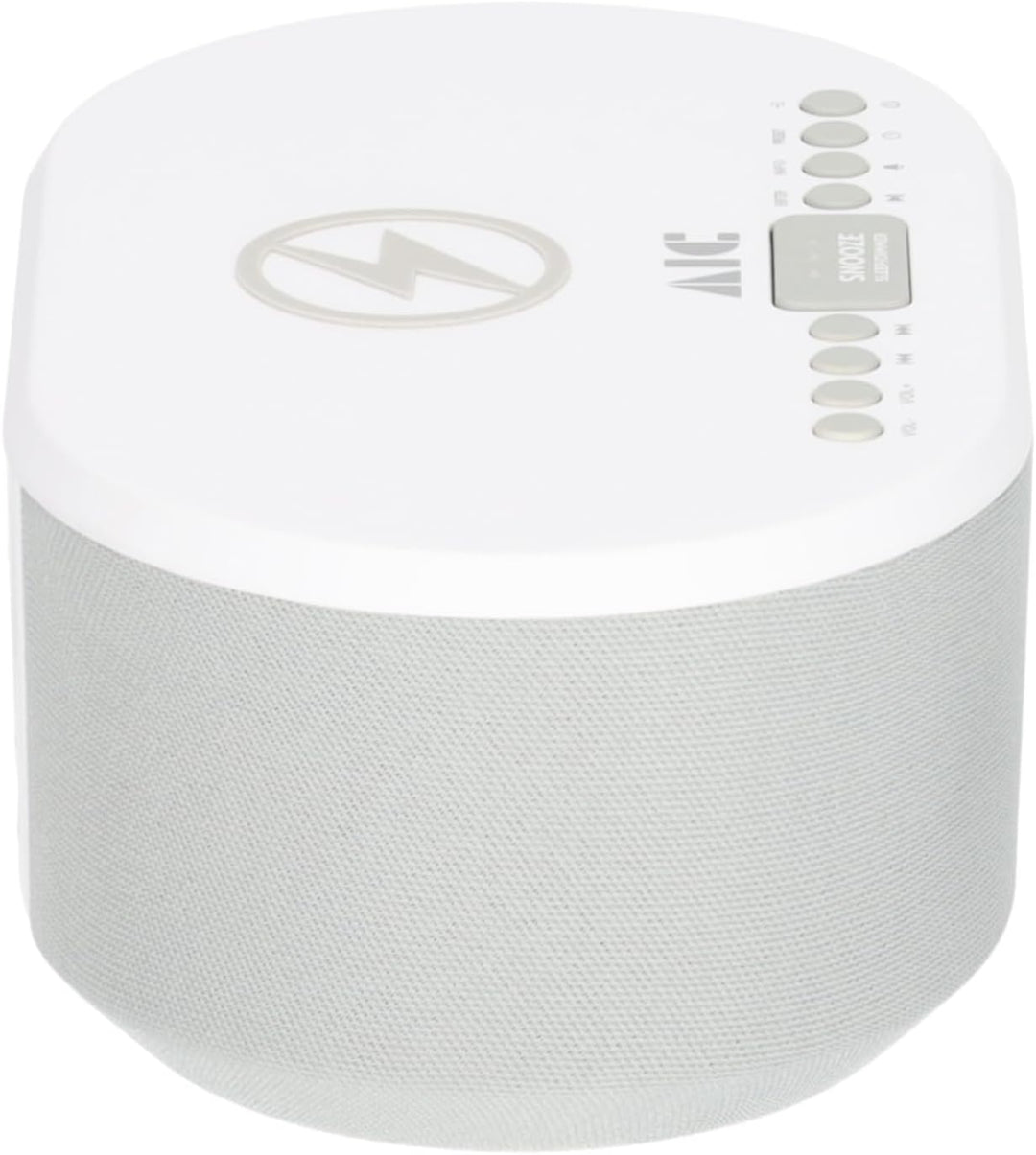 AIC Radiowecker DAB mit Ladefunktion Bluetooth QI Funktion USB Dual Alarm 18DAB Weiss